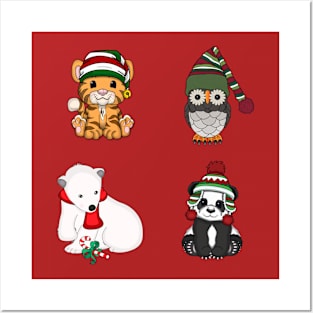 Cute Christmas Creatures Posters and Art